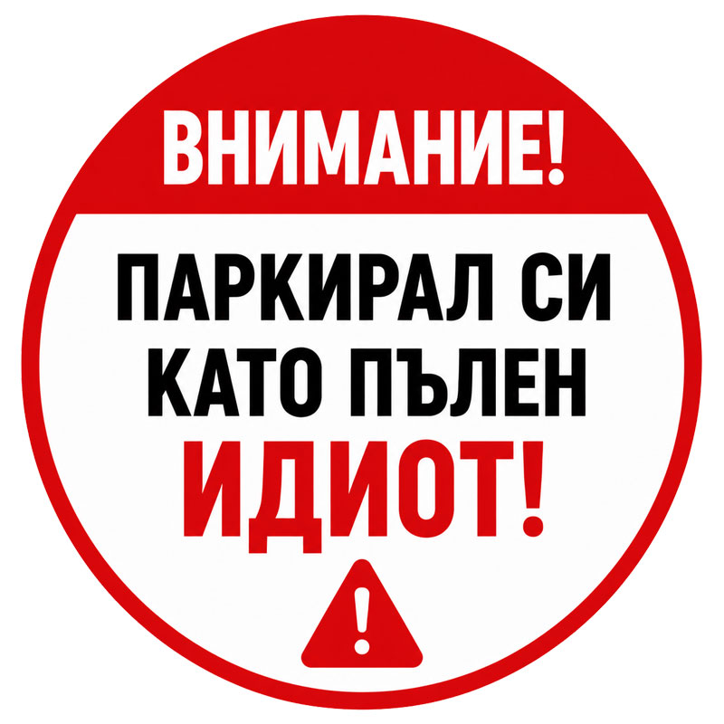 Стикер „Паркирал си като идиот“